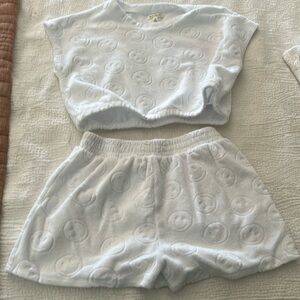Adorablele white terry girls cover up 2 piece set